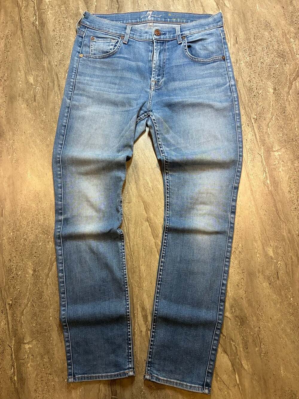 7 For All Mankind Blue Jeans Made in USA Premium Denim Classic Straight 7FAM
